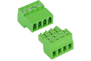 GINTOOYUN 5 conjuntos Phoenix conector 4 pines, 300V, 4 polos 3.81mm bloque de terminales de circuito de puesta a tierra, PCB terminales de tornillo (Estilo 3)