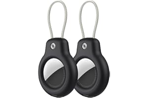 Aimtel Gepäckanhänger kompatibel mit Apple Air Tag,2 Pack airtag schlüsselanhänger,anhänger airtag hülle mit Edelstahldraht-Schlüsselring für Reisetaschen, Koffer, Rucksäcke.（Schwarz/Schwarz）