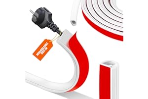 PAVLLEEN Goulotte Passe Cable, 2M Auto-adhésif Cache Cable TV Mural, Type D 14 mm x 10 mm Blanc Goulotte de câble, Cache Cable Sol Flexible, pour Système de Gestion des Cache Cable Bureau à Domicile (2M)