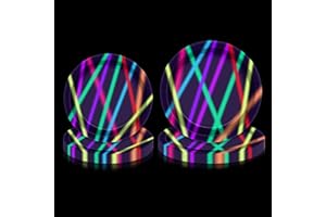 APUXXJUPA Neon Paper Plates - Glow in The Dark Party Supplies Include 18cm 23cm Printed with Light Beam Plates for Let's Glow Party Decorations, Serves 20