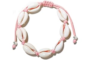 Only faith Tobillera ajustable tejida de conchas naturales de mar para Playa y Verano Pulsera de tela con caracoles De Tobillo para Mujer Hecho a mano