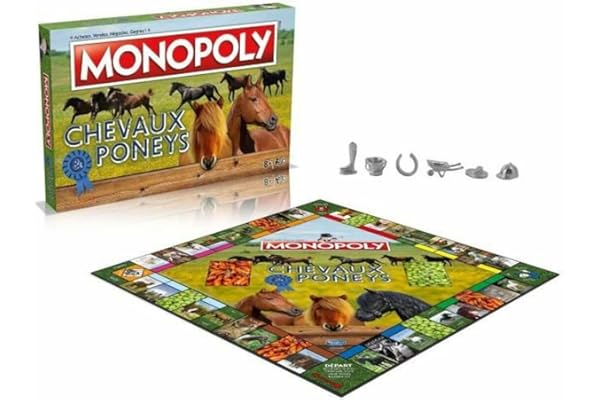 Winning Moves Monopoly Chevaux et Poneys en français - Jeu De Plateau 8+ - Jeu de Société pour 2 à 6 Joueurs - Jeux de Société Famille en français