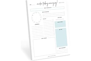 Bliss Collections Daily Planner Tear Off Pad, 50 Undated Sheets, Desk Notepad, Motivational Daily Calendar, Task Planner, To Do List, Productivity Schedule Organizer, Meal Planner, 210 x 297 mm