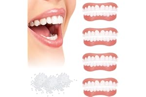 SPOKKI 4 Paar Gefälschte Zähne, Falsche Zähne Veneers, Kosmetische Zahnabdeckung, Zahnprothese Künstliche, Temporäre Zähne, Provisorische Zahnprothese für Frauen Männer