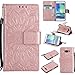 Produktbild Lonchee Samsung Galaxy A3 Leder Wallet Tasche Brieftasche Schutzhülle , Sonnenblumen geprägten Muster Design Hochwertige PU Leder Folio Tasche Case Hülle im Bookstyle mit Standfunktion Kredit Kartenfächer (Rose Gold)