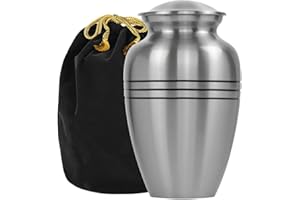 TRUPOINT MEMORIALS Grace and Mercy Grande urne en étain pour cendres humaines – Une belle et humble urne pour vos proches reste. Cette jolie urne simple vous apportera du confort chaque fois que vous la voyez – avec sac