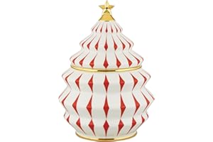 Alessi Delight NZ02 - Contenitore per Biscotti Natalizio, in Porcellana, Rosso, Bianco e Oro