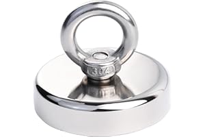 Aenienoe 60mm Magnete da Pesca Calamite Potenti 150kg Forza Magnete Potente Neodimio Super Magneti Fishing con Anelli,per Industria e Scienza 1Pezzi