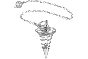 mookaitedecor Vortex Divinatoire Pendule Radiesthésie en Métal pour Divination Voyance Esotérisme,Argent Plaqué