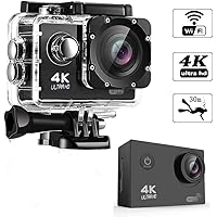 GSmart 1080P HD 4 K Water Resistant Sports Wi Fi Action Camera (16MP) with Remote Control and 2 Inch Display
