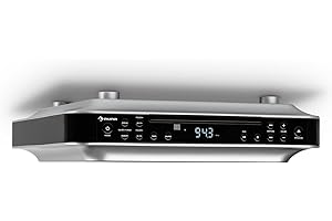 auna KRCD-100 BT - Radio de Cuisine encastrable, Lecteur CD, Réveil, Minuteur, Bluetooth, MP3, Dimensions : env. 29 x 8 x 26,5cm (LxHxP), Poids : env. 1,2 kg, Puissance 2 x 2 Watts RMS, Noir