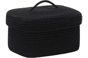 Sea Team Ovaler Aufbewahrungskorb aus Baumwollseil mit Deckel, gewebter Aufbewahrungskorb mit Deckel, Kinderzimmer, Windel-Caddy, Babyparty-Korb, Box, Organizer, 38,1 x 27,9 x 16,5 cm