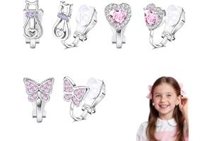 YUVKIN 3 Paar Hypoallergene Kinder Ohrringe Clip Ohne Ohrloch Niedlicher Schmetterling Regenbogen Blume Perle Stern Ohrclips Schmuck für Mädchen
