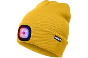 ATNKE Bright LED Lighted Beanie cap Unisex Ricaricabile Beam Hat Red e Blue Glow Flashing Alarm Bulb Headlamp