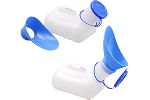 SRTSTR 2Pz Pappagallo Urina Donna Uomo, 1000ML Orinatoio Portatile Uomo con Coperchio, Bottiglia Orinatoio Unisex, Bottiglia di Urina Raccoglitore con Scala Graduata per Viaggi, Auto, Campeggio