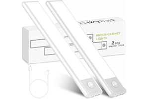 FLOWood Lampada da incasso da cucina, 30 LED, 2 pezzi, illuminazione per armadio, 1200 mAh, sensore di movimento, striscia luminosa a LED, 250 lm, per scale, camera da letto, 20 cm