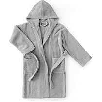 Ti TIN Bezoek de winkel Badjas voor kinderen, jongens of meisjes, met capuchon en zijzakken, zeer zacht en absorberend, badstof handdoek van 100% katoen, design met capuchon met oren, Hemelsblauw