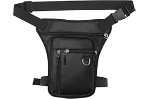 PWGHWG Marsupio Gamba Moto Impermeabile Marsupio Cosciale Uomo Donna Marsupio Cosciale Moto con Cerniera per Moto Bicicletta Escursionismo Corsa (Nero)