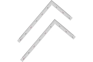 HUNDREDWEAT 2 Pezzi Righello Quadrato in Metallo Righello a L in Acciaio Inossidabile Righello ad Angolo Retto di 90 Gradi per Falegnami, Ingegneri, Artigiani, Topografi, Settore Edile (300 mm x 150 mm)