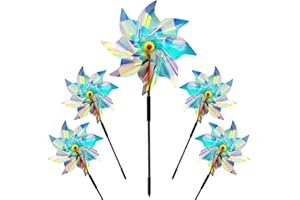 Yezirzax 5 Stücke Taubenabwehr Windrad, Magische Windmühle Garten Reflektierende Vogelabwehr Vogelschreck Windrad Dekoration für Protect Garten Taubenabwehr Balkon