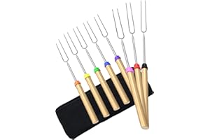 DIKER Marshmallow Spiedini Barbecue Acciaio Inox, Forchettone Barbecue, Brochettes pour Barbecue, Hot Dog Spiedini, BBQ Spiedini Set di 8 (8, Colore)