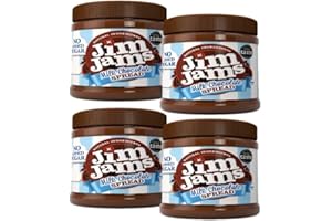 ZAMFOODS Jimjams No Added Sugar Healthy Diabectic Belgium Milk Chocolate Spread 350g, for Pancakes, Porridge, Muffins and Party Food, Unique Recipe, I Mothers & Fathers Day I Christmas (4 Jars, Milk)