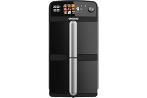 Cecotec Friteuse à Air de 10L avec Cuves Superposées Cecofry DuoLevel 10000. 2400W, Cuves de 5L, Contrôle Tactile, 6 Programmes Préconfigurés pour une Cuisson Rapide et Saine