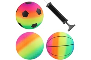 EAPMGQR 3 Pezzi Palline da Spiaggia Arcobaleno, Palla Gonfiabile Spiaggia con pompa, Palla Morbida in PVC per Bambini Adulti Interni Esterni Spiaggia Piscina
