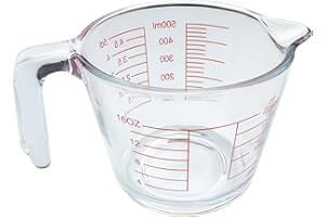 Roellgs Vaso medidor de cristal, vaso medidor biselado, jarra transparente (500 ml)