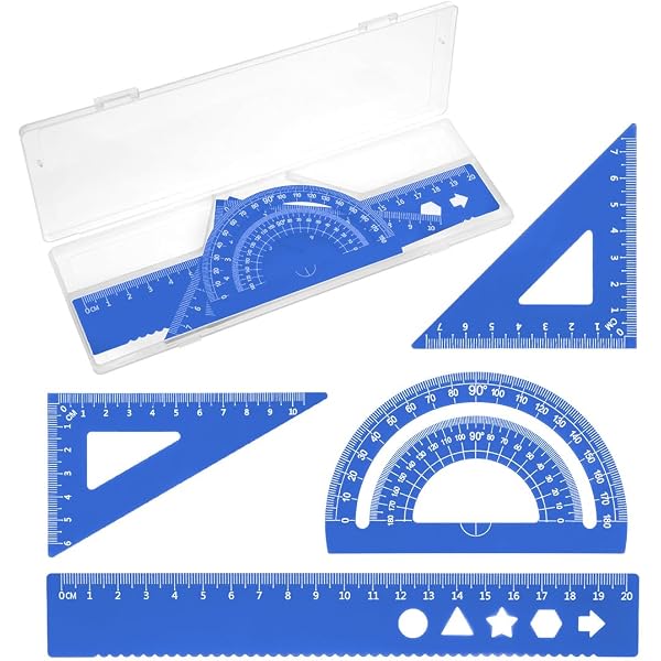 Kit Règles De Dessin Technique En Métal - 4 Pièces (règle, 2 équerres, Rapporteur) - Pour Architectes, étudiants, Artistes - 8