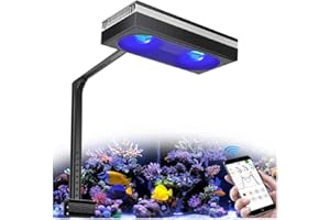 PopBloom WiFi LED Acquario Marino 180W, Lampada Acquario Marino a Spettro Completo per acquario di pesci SPS/LPS, L'APP supporta l'italiano