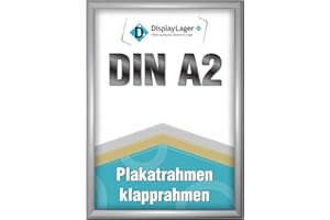 DisplayLager - A2 Silber Klapprahmen mit 25mm Aluminium Profil, Entspiegelter Schutzscheibe, Befestigungsmaterial