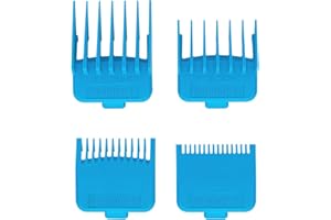 GAMMA+ Set 4 Pettini con Doppio Magnete, 4 Diverse Dimensioni, Colore Azzurro, Compatibile con Stylecraft, GAMMA+ e Tagliacapelli Clipper di altri brand