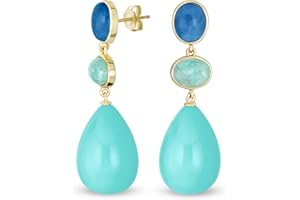 Lineare Mehrfarbige 3 stufige natürliche Edelstein Ohrringe mit schwarzem Onyx blauem Türkis marineblauem Sodalith und Rosenquarz im Kronleuchter Stil mit langen tropfenförmigen Anhängern versilbert