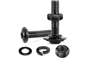 10Pcs M6 x 25mm Bolt Flanged Button Head Socket Cap Bolt Screws, Black Oxide 304 Stainless Steel Nuts and Bolts, Allen Screws, Flat & Lock Washers, Nuts and Bolts Assortment Kit by Wavanta