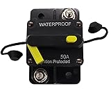 Mottdam Interruttore automatico per auto, 50 A, 12 V-48 V CC, impermeabile, interruttore in linea con reset manuale, portafus