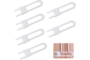 MUNSKT 6 cerraduras de armario en forma de U, se deslizan para abrir y cerrar para armarios de cocina, baño, cajones sin taladrar ni adhesivo, ideal para seguridad infantil a prueba de bebés