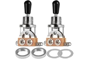 Gebildet Lot de 2 Interrupteurs à Bascule à 3 Voies pour Guitare Electrique avec Bouton à Pointe en Laiton