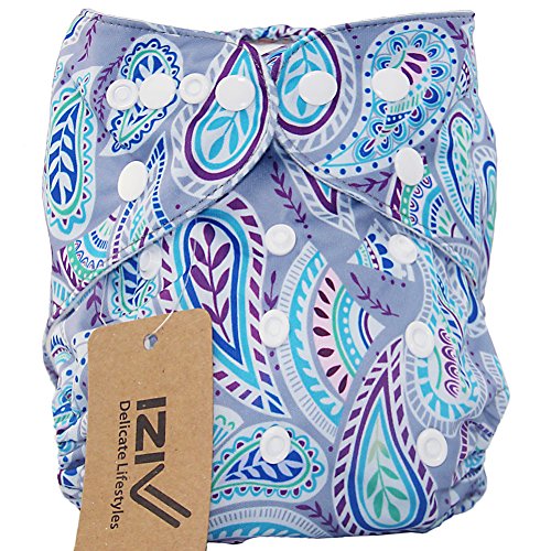 iZiv(TM) Newborn Organic Infant Waterproof/Adjustable/Reusable/Washable Pocket Cloth Diaper Fit Babies 0-3 Years(Leaf)