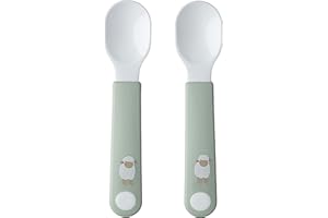 Mepal Łyżka do Nauki Samodzielnego Jedzenia Mio, do Ćwiczeń dla Dzieci, Nadaje Się do Mycia w Zmywarce, Nie Zawiera Bpa, Zestaw 2 Szt., Mała Farma