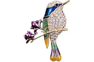 Clest F&H Branch Flower Bird Brooch Pin Rhinestones Clothing Jewelry