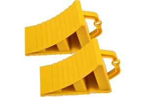 GAsupply Wheel Chocks With Handles Set of 2 Tyre Saver Brake Stoppers Ridged Wedges for Cars Caravan Horsebox Motorhome (2 YELLLOW Wheel Chocks)
