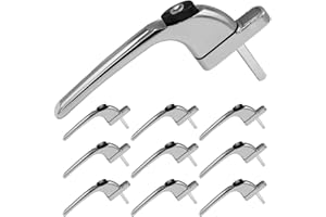 SHIELD HARDWARE uPVC Universal Window Handle Inline Locking Espag Double Glazing Pack of 10 Chrome 30mm