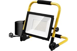 Dibaful 100W LED Baustrahler mit Stecker | Baustellenlampe Scheinwerfer 6500K Kaltweiß Baustellenstrahler | IP65 Wasserdicht Arbeitsleuchte Baulampe für Werkstatt Baustelle