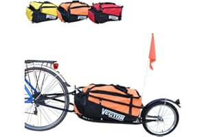Polironeshop Vector Remolque para Bici Bicicleta de trasporte por cicloturismo Carro Carrito (Naranja)