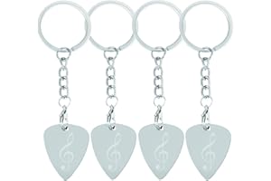 HILER PUNK Porte-clés médiator de guitare en acier inoxydable, cadeau pour guitariste, cadeau pour amateur de musique, porte-clés pour amateurs de guitare, cadeaux de musique