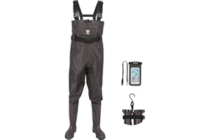 TIDEWE Bootfoot Wathose Wathose 2-lagig Nylon/PVC Wasserdicht Angeln Jagd Wathose mit Stiefelaufhänger für Damen und Herren