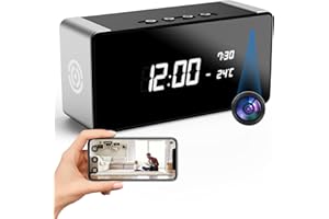 Tccbac 4k WiFi Clock Video Camera - Nanny Cam for Home Indoor Security with Night Vision, Wide-Angle Lens, and Motion Detection