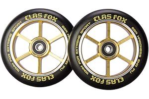 CLAS FOX 110mm One Pair Pro Stunt Scooter Wheels with ABEC-9 Bearings CNC Metal Core (2pcs) (Gold)