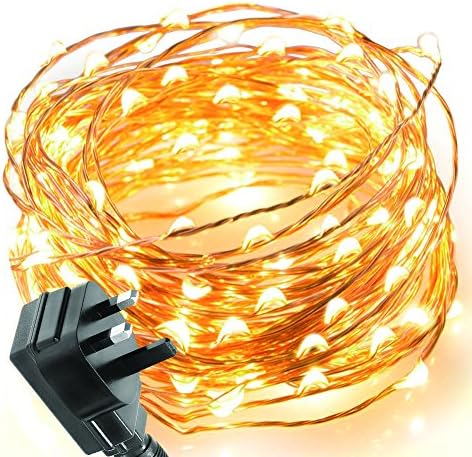 AIWEISI 100 Bulbs 10m LEDs Waterproof String Lights Garden Fairy Copper Wire Lighting for Halloween Christmas Party Wedding Garden (32.8 Feet, Warm White)